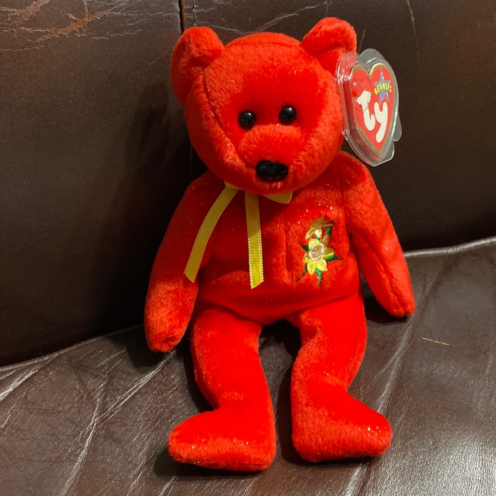 Ty Beanie Babies Baby Daffodil Flower UK Teddy Bear Welsh Rare Vintage Collect